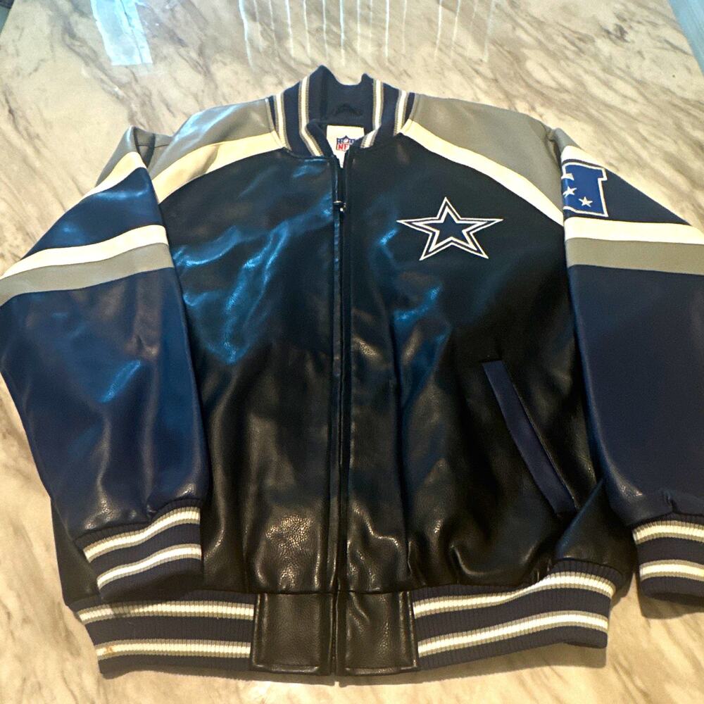 Vintage NFL Dallas Cowboys G-III Men’s Bomber Jacket L Blue/Gray Full Zip Lined